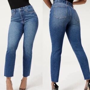 Good American Womens Jeans Blue Good Classic High Rise Raw Hem Denim Size 12 NWT